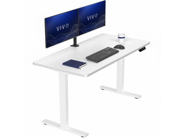 VIVO Electric 55 x 28 Stand Up Desk, White Table Top, White Frame