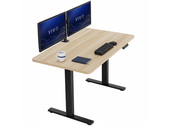 VIVO Electric 48' x 30' Stand Up Desk, Light Wood Table Top, Black Frame