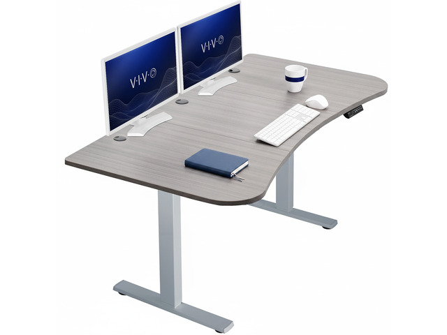 VIVO Electric 63 x 32 Stand Up Desk, Dark Gray Table Top, Gray Frame