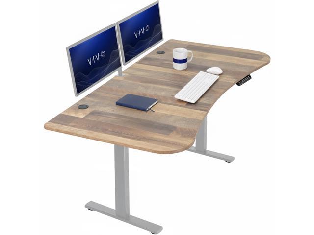VIVO Electric 63 x 32 Standup Desk, Reclaimed Wood Table Top, Gray Frame
