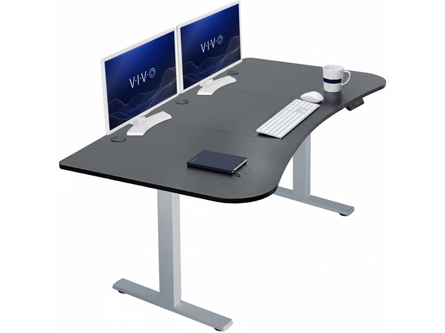 VIVO Electric 63 x 32 Standup Desk, Black Carbon Fiber Tabletop, Gray Frame