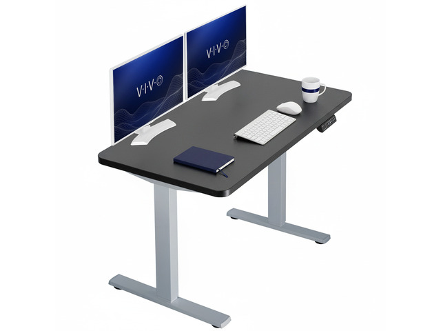 VIVO Electric 43 x 24 Stand Up Desk Black Table Top, Gray Frame