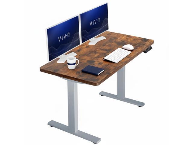VIVO Electric 43 x 24 Stand Up Desk, Vintage Brown Table Top, Gray Frame