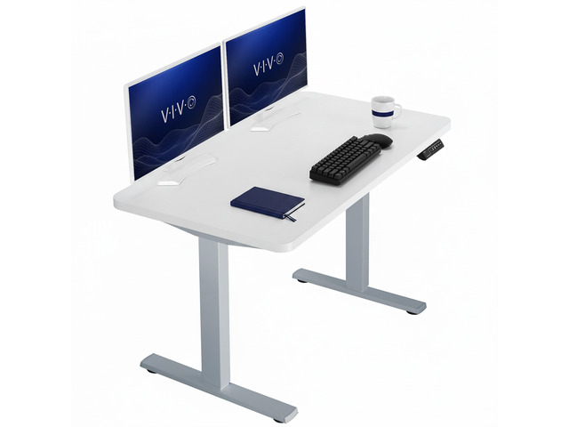 VIVO Electric 43 x 24 Stand Up Desk White Table Top, Gray Frame