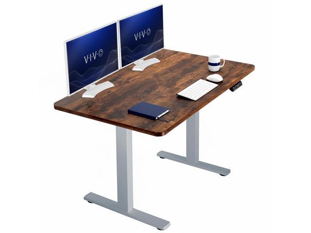 VIVO Electric 48' x 30' Stand Up Desk, Rustic Vintage Brown Table Top Gray Frame