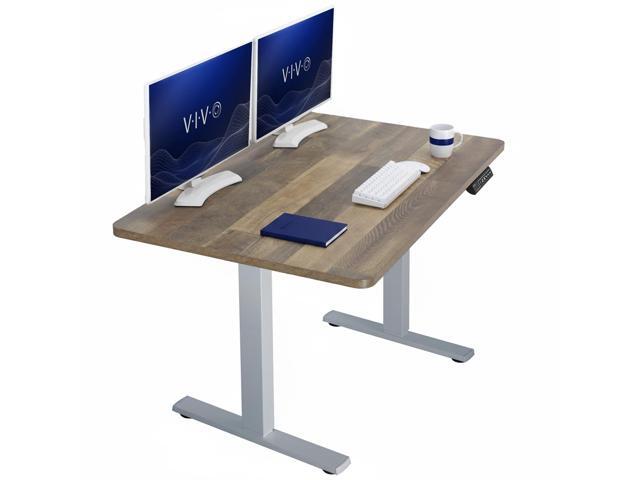 VIVO Electric 48' x 30' Stand Up Desk, Reclaimed Wood Table Top, Gray Frame