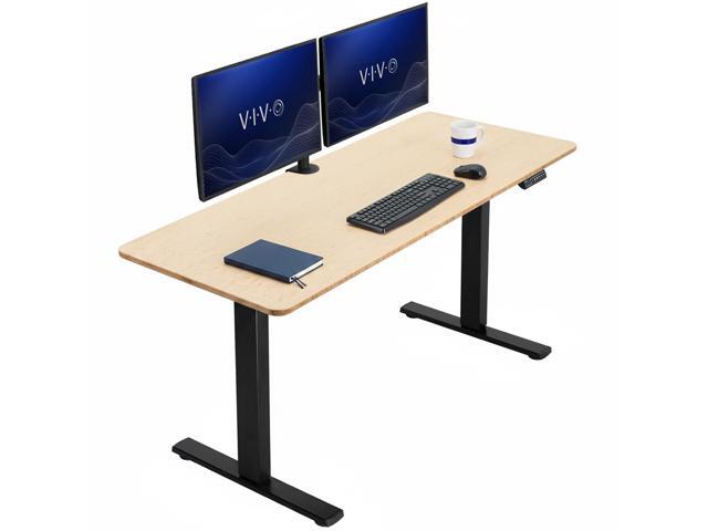VIVO Electric 60 x 24 Stand Up Desk Bamboo Table Top, Black Frame