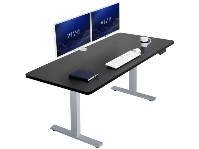 VIVO Electric 60 x 30 Stand Up Desk Workstation, Black Table Top, Gray Frame