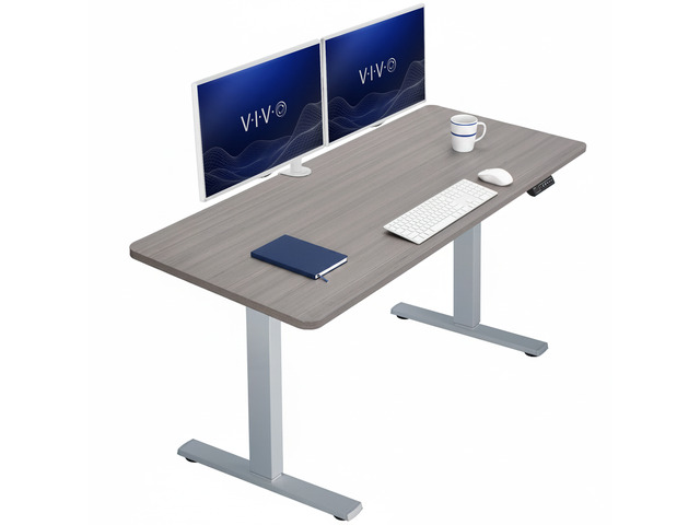 VIVO Electric 60 x 24 Stand Up Desk, Dark Gray Table Top, Gray Frame