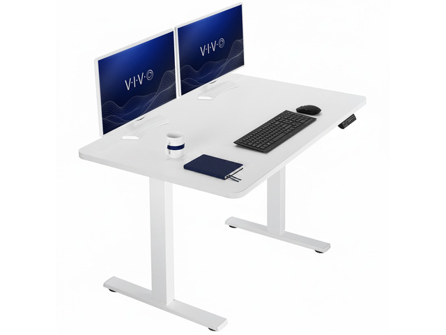 VIVO Electric 48' x 30' Stand Up Desk, White Table Top, White Frame