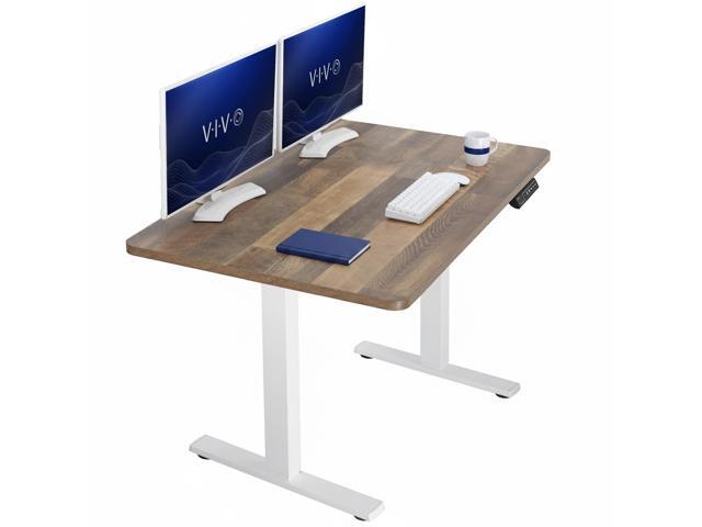 VIVO Electric 48' x 30' Stand Up Desk, Reclaimed Wood Table Top, White Frame
