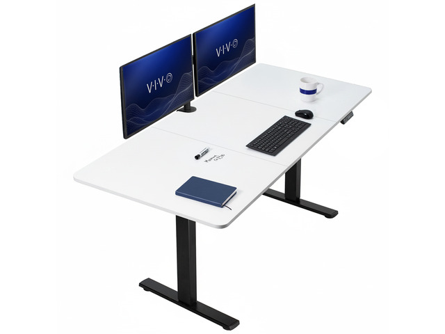 VIVO Electric 71 x 30 Stand Up Desk, White Dry Erase Table Top, Black Frame