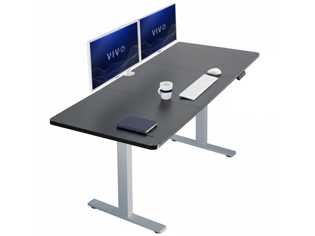 VIVO Electric 71 x 30 Stand Up Desk Workstation, Black Table Top, Gray Frame