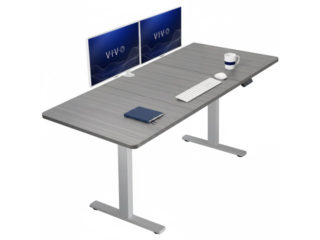 VIVO Electric 71 x 36 Stand Up Desk, Dark Gray Table Top, Gray Frame