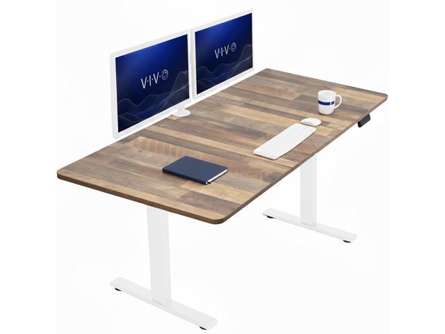 VIVO Electric 71 x 36 Stand Up Desk, Reclaimed Wood Table Top, White Frame