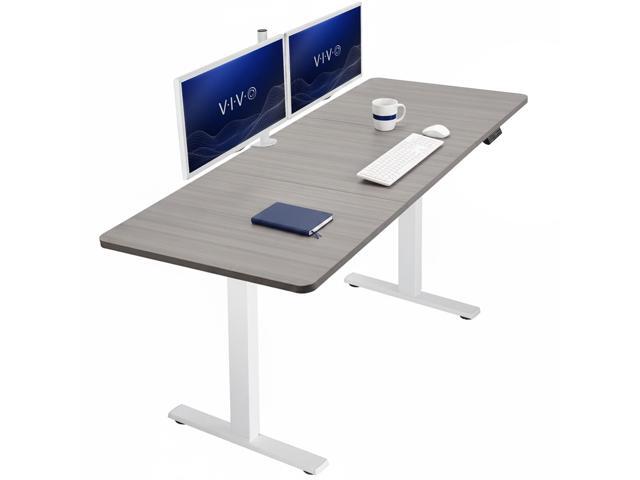 VIVO Electric 71 x 30 Stand Up Desk, Dark Gray Table Top, White Frame
