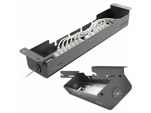 VIVO 35' Screw-On Under-Desk Cable Management Box, Flip-Open Lid, Holds 11lbs
