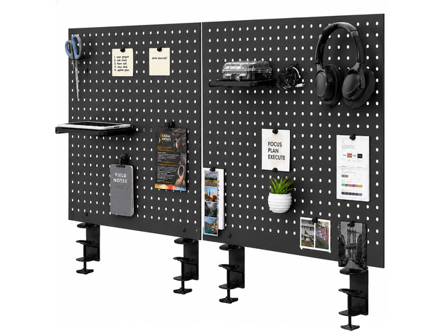 VIVO Dual Steel Clamp-on 60' x 24' Desktop Pegboard, Magnetic Privacy Panel