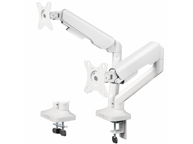 VIVO Pneumatic Arm White Dual Ultrawide Monitor Desk Mount, Up to 35' Screens