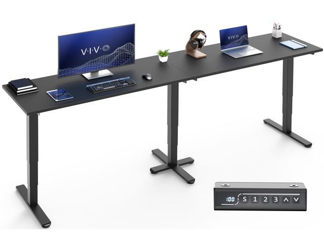 VIVO Electric 109' x 24' Extra Long Standing Desk, Black Tops, Black Frame