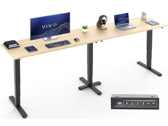 VIVO Electric 109' x 24' Extra Long Standing Desk, Light Wood Tops, Black Frame