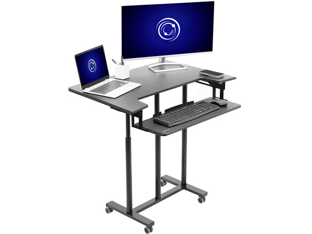 VIVO Mobile Height Adjustable Stand Up Desk Cart with Sliding Keyboard Tray