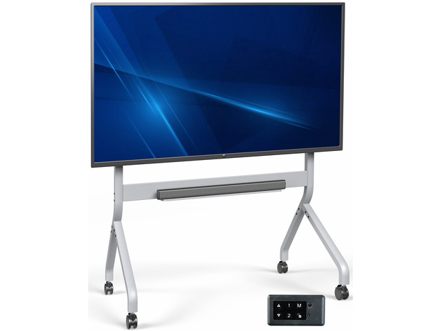 VIVO Heavy Duty Rolling TV Stand, Slim TV Cart with Motorized Height Adjustments