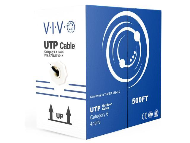 VIVO Câble Ethernet Cat6 Noir 500 pieds 23 AWG / Fil 500 pieds Cat-6 Enterrement extérieur étanche (CABLE-V012)