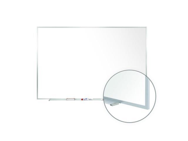 Ghent M1-48-4 Magnetic Porcelain Whiteboard with Aluminum Frame - 96.5' x 48.5' - White Surface, Satin Aluminum Frame