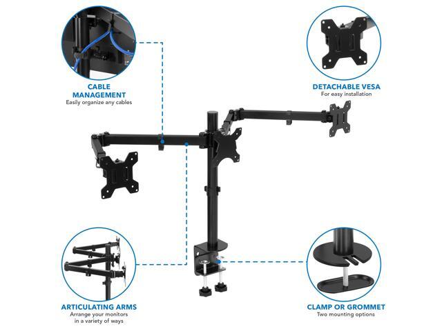Mount-It! Triple Monitor Desk Mount Fits 24 -32 Monitors Full Motion Stand Ergonomic - image 2