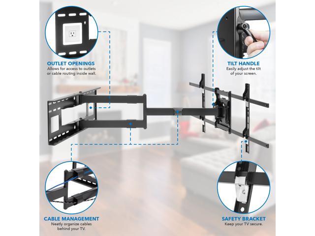 Mount-It! Long Arm TV Mount, Soundbar Mount, and TV Mounting Hardware Kit Bundle Fits 43'-80' TVs