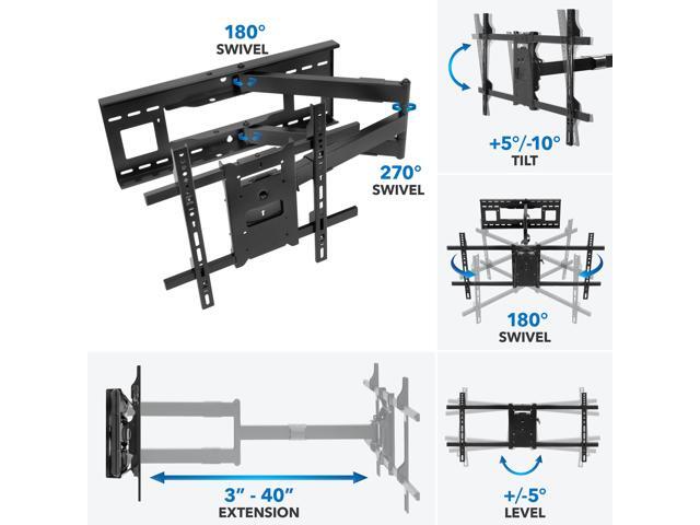 Mount-It! Long Arm TV Mount, Soundbar Mount, and TV Mounting Hardware Kit Bundle Fits 43'-80' TVs