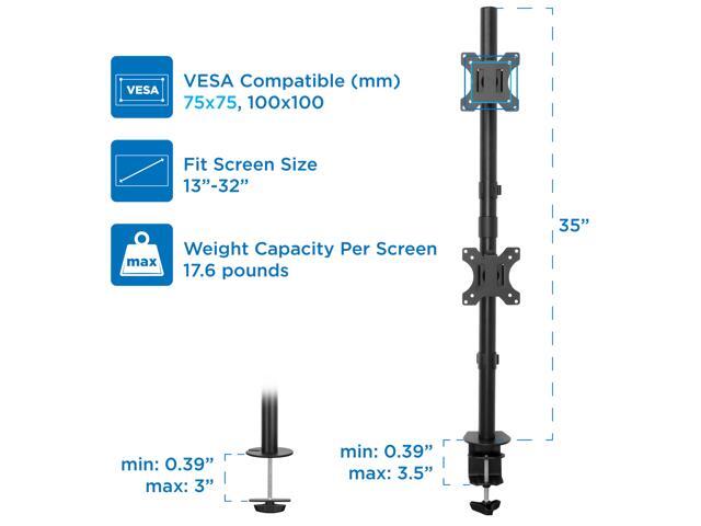 Mount-It! - Vertical Dual Monitor Mount up to 32" - Black - image 6