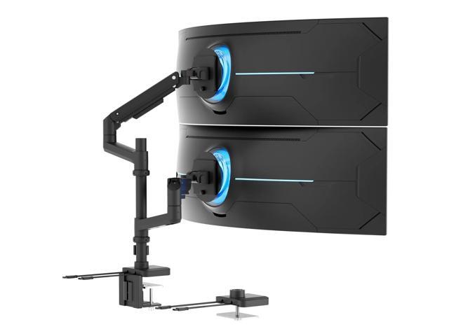 Mount-It! ProFlex Adjustable Heavy-Duty Dual Monitor Mount with Pole & Gas Spring Arms, Fits 17' 49' Ultrawide Screens, Black
