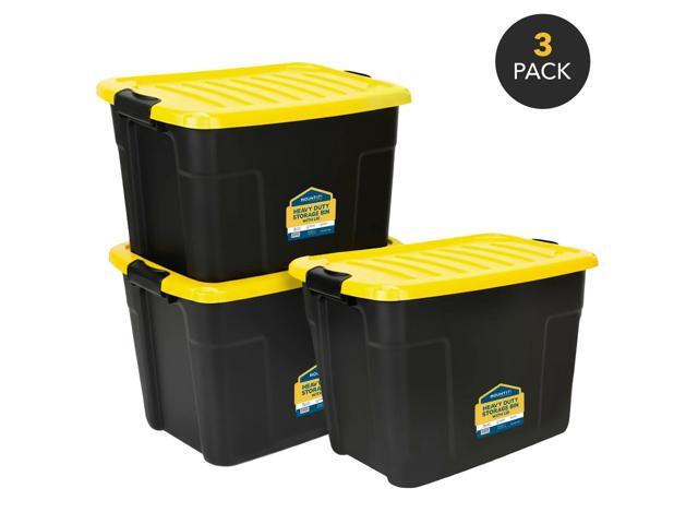 Mount-It! Heavy-Duty Storage Bin with Lid, 3 Pack,63.4 QT