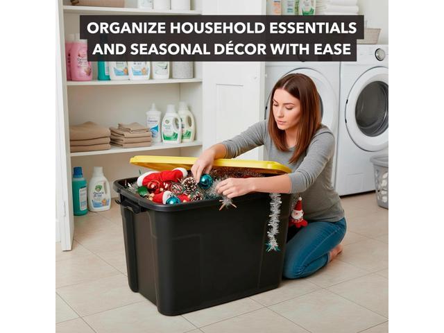 Mount-It! Heavy-Duty Storage Bin with Lid, 3 Pack,63.4 QT