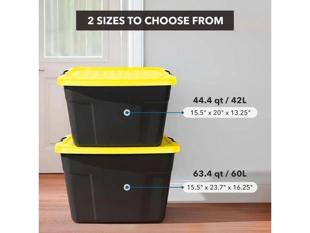 Mount-it! Heavy-Duty Storage Bin with Lid, 5 pack, 63.4 QT