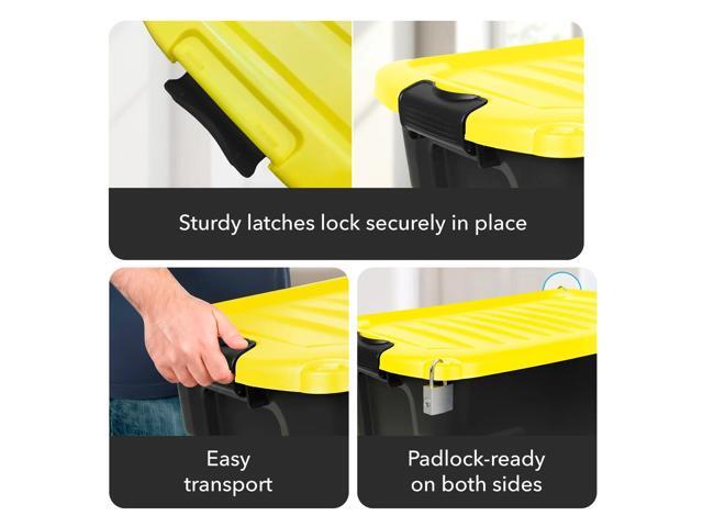 Mount-it! Heavy-Duty Storage Bin with Lid, 5 pack, 63.4 QT