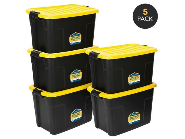 Mount-it! Heavy-Duty Storage Bin with Lid, 5 pack, 63.4 QT