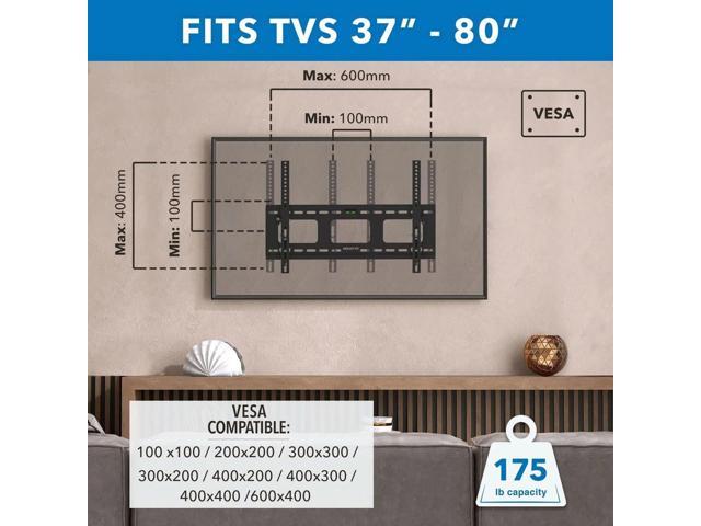 Mount-It! Tilting TV Mount Fits 37'-80' Flat Screen TVs Wall Bracket VESA 600x400 Max
