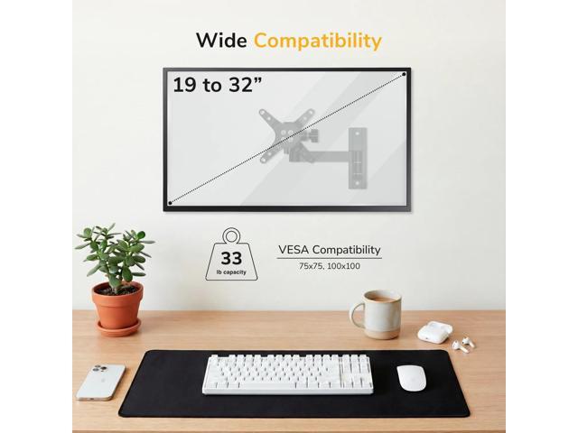 Mount-It! - Full Motion Display Wall Mount up to 30" - Black - image 3