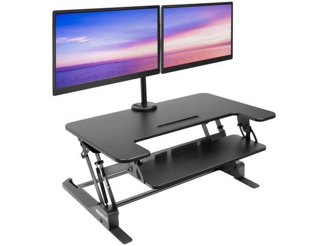 Mount-It! Standing Desk Converter with Bonus Dual Monitor Mount Included Fits monitors from 13' to 32'