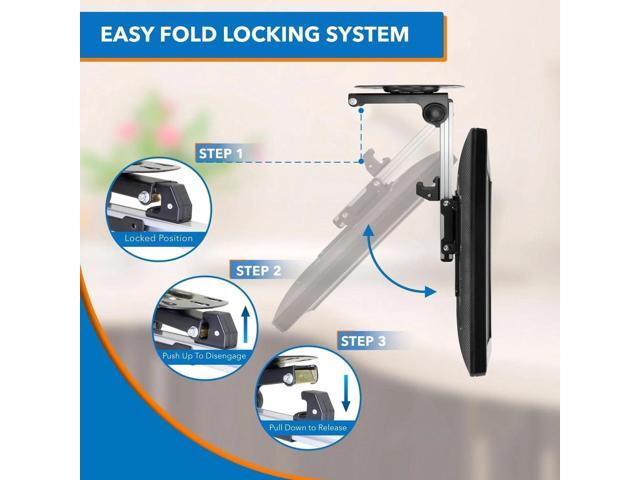 Mount-It! Flip Down TV and Monitor Mount Ceiling Kitchen Overhead and Under Cabinet Mount Fits 19-37 Inch Screens