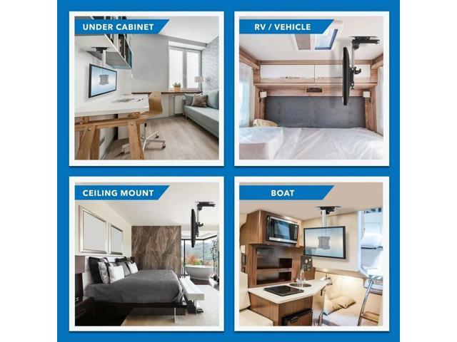 Mount-It! Flip Down TV and Monitor Mount Ceiling Kitchen Overhead and Under Cabinet Mount Fits 19-37 Inch Screens