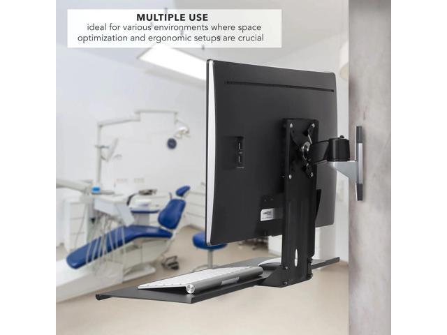 Mount-It! Monitor and Keyboard Wall Mount Standing Workstation 26 Inch Wide Platform