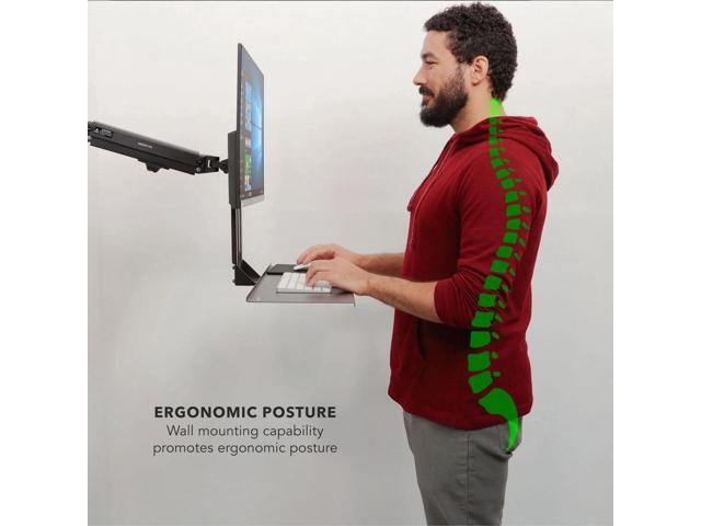 Mount-It! Monitor and Keyboard Wall Mount Standing Workstation 26 Inch Wide Platform