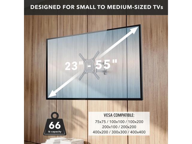 Mount-It! Full Motion TV Wall Mount with Swivel Arm for 28' 32' 40' 43' 48' 50' 55' Inch Flat Screen TVs