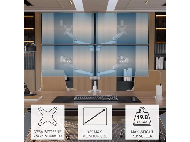 Mount-It! Articulating Quad Monitor Desk Mount Fits 13-32 Inch Screens