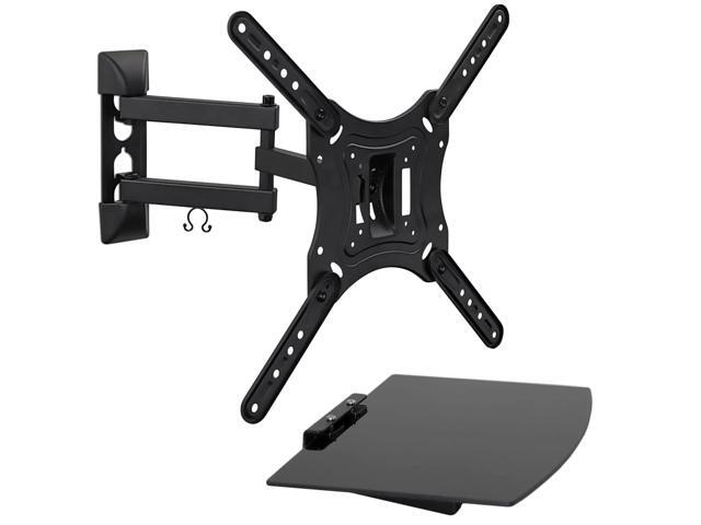 Mount-It! Full Motion TV Wall Mount with Floating Entertainment Shelf Fits 24' to 55' Screen Sizes