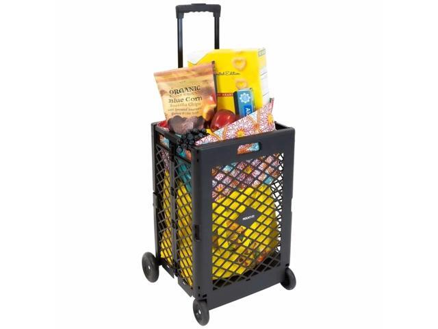 Mount-It! Mesh Rolling Utility Cart Folding and Collapsible Hand Crate on Wheels 55 Lbs Capacity